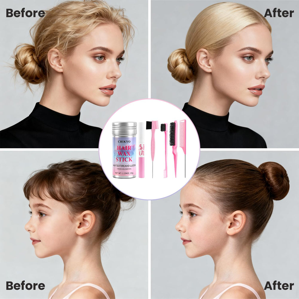CHIKYO wax stick close-up demonstrating smooth glide for flyaway control benefit