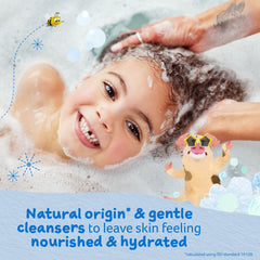 Childs Farm soft bubbles filling a bathtub for calm, soothing bath time