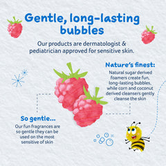 Childs Farm organic raspberry fruit and botanical ingredient focus benefits
