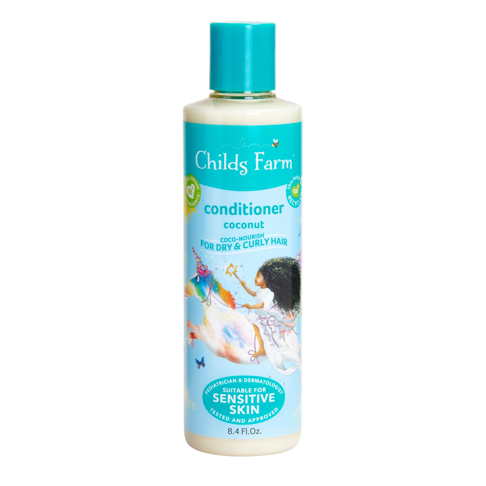 Childs Farm front packaging showing gentle coconut formulation benefit