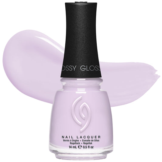 China Glaze bottle front view showing pastel lavender and glossy finish benefit