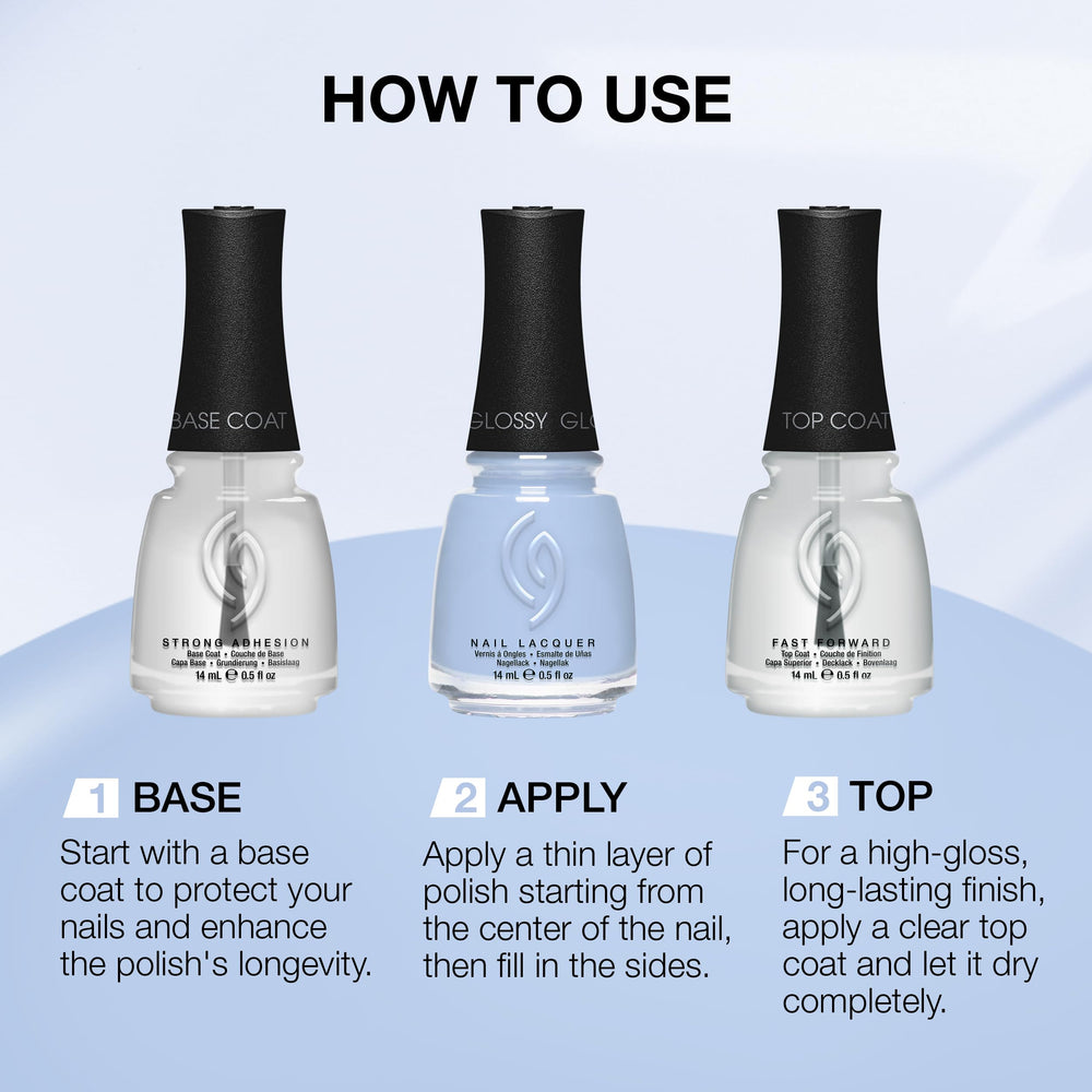China Glaze bottle on vanity lifestyle shot conveying polished, everyday style