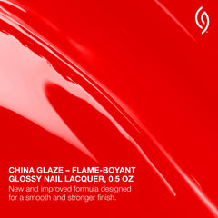 China Glaze swatch on nail wheel showing true bright red pigment payoff