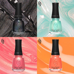 China Glaze bottle next to coin showing scale and travel-friendly 0.5 fl oz size