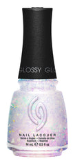 China Glaze front bottle showing iridescent top coat and glossy finish benefit