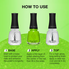 China Glaze bottle beside a coin size comparison showing 0.5 fl oz scale