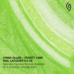 China Glaze on a hand swatch showing vibrant neon lime finished nails