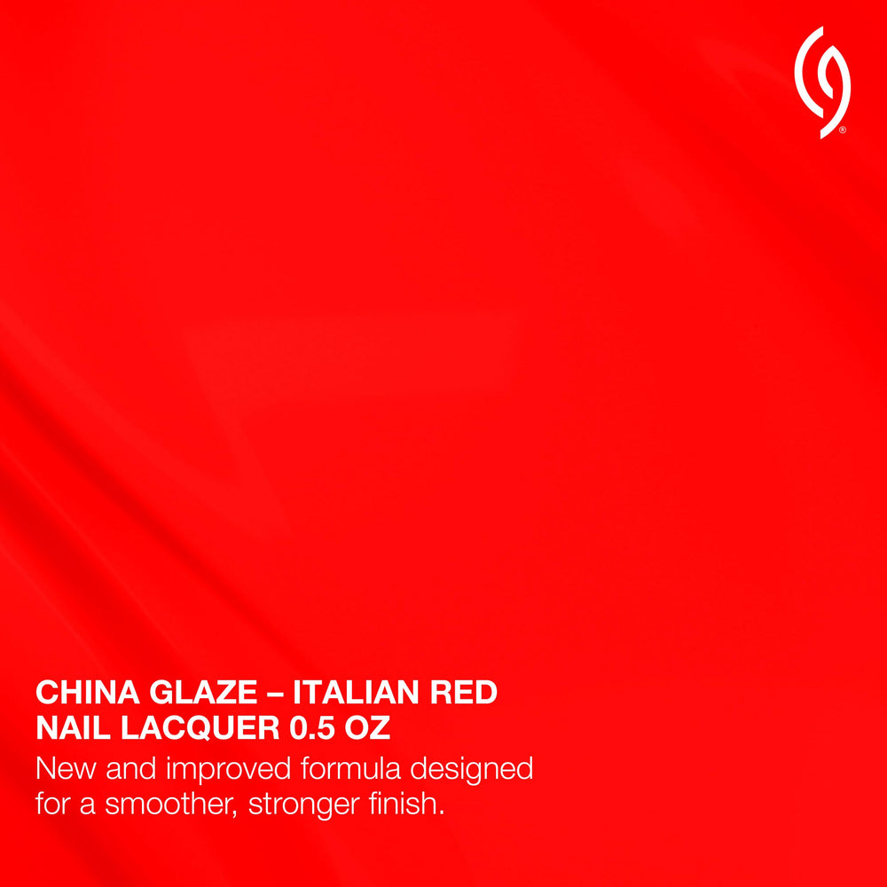 China Glaze close-up of Italian Red gloss highlighting reflective high-shine finish