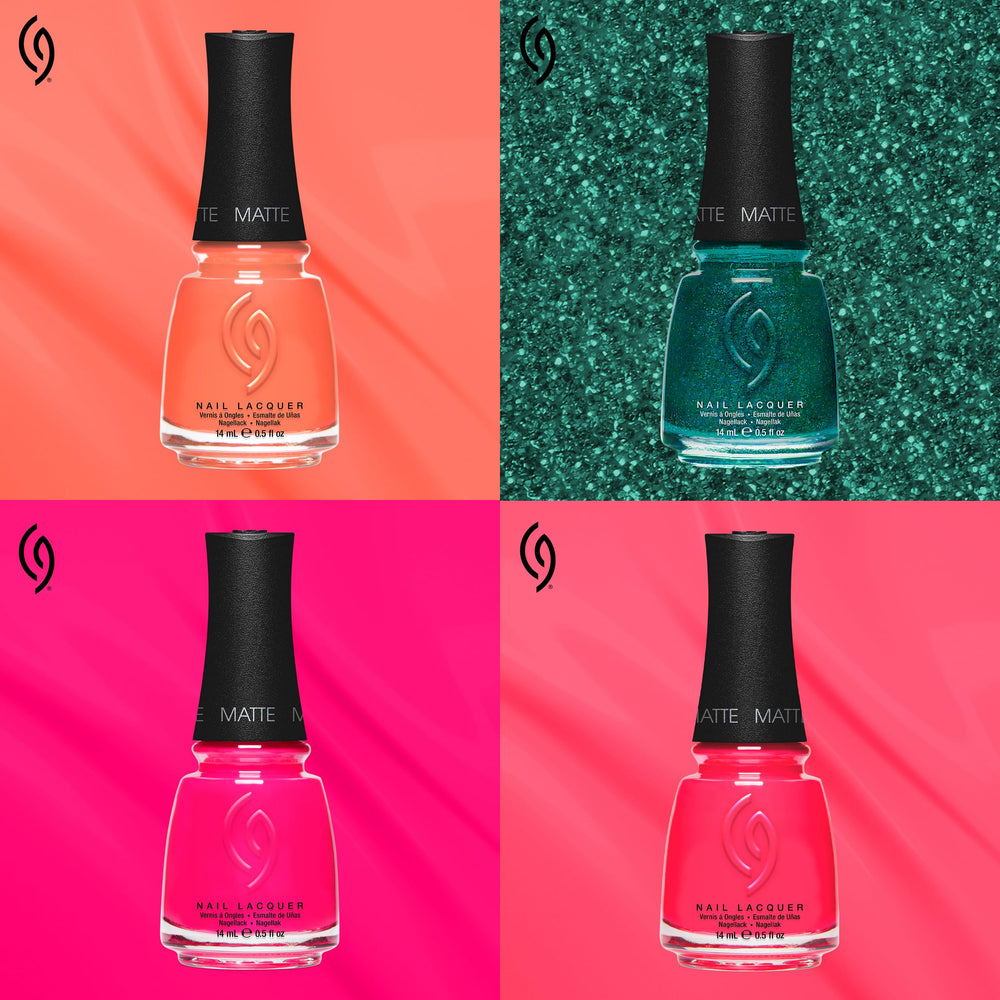 China Glaze bottle next to coin size comparison showing 0.5 fl oz capacity benefit