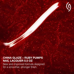 China Glaze on fingernails showing full-coverage ruby shimmer and polished look
