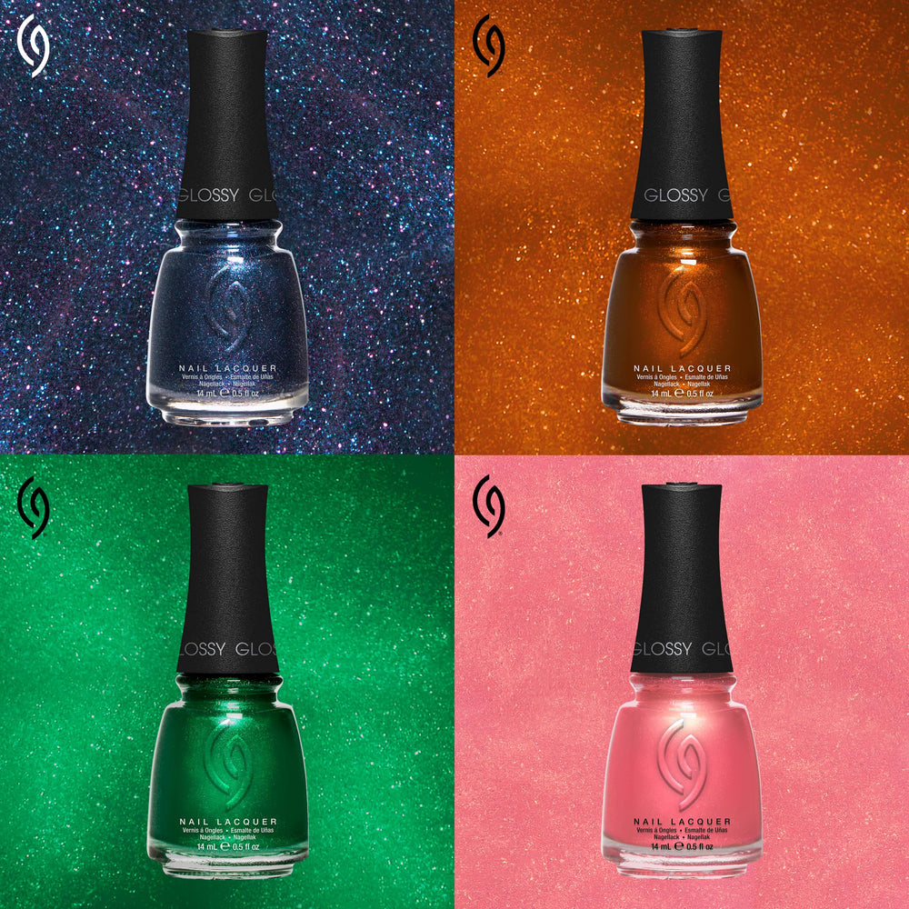 China Glaze polish in evening setting highlighting party-ready sparkle and glamour