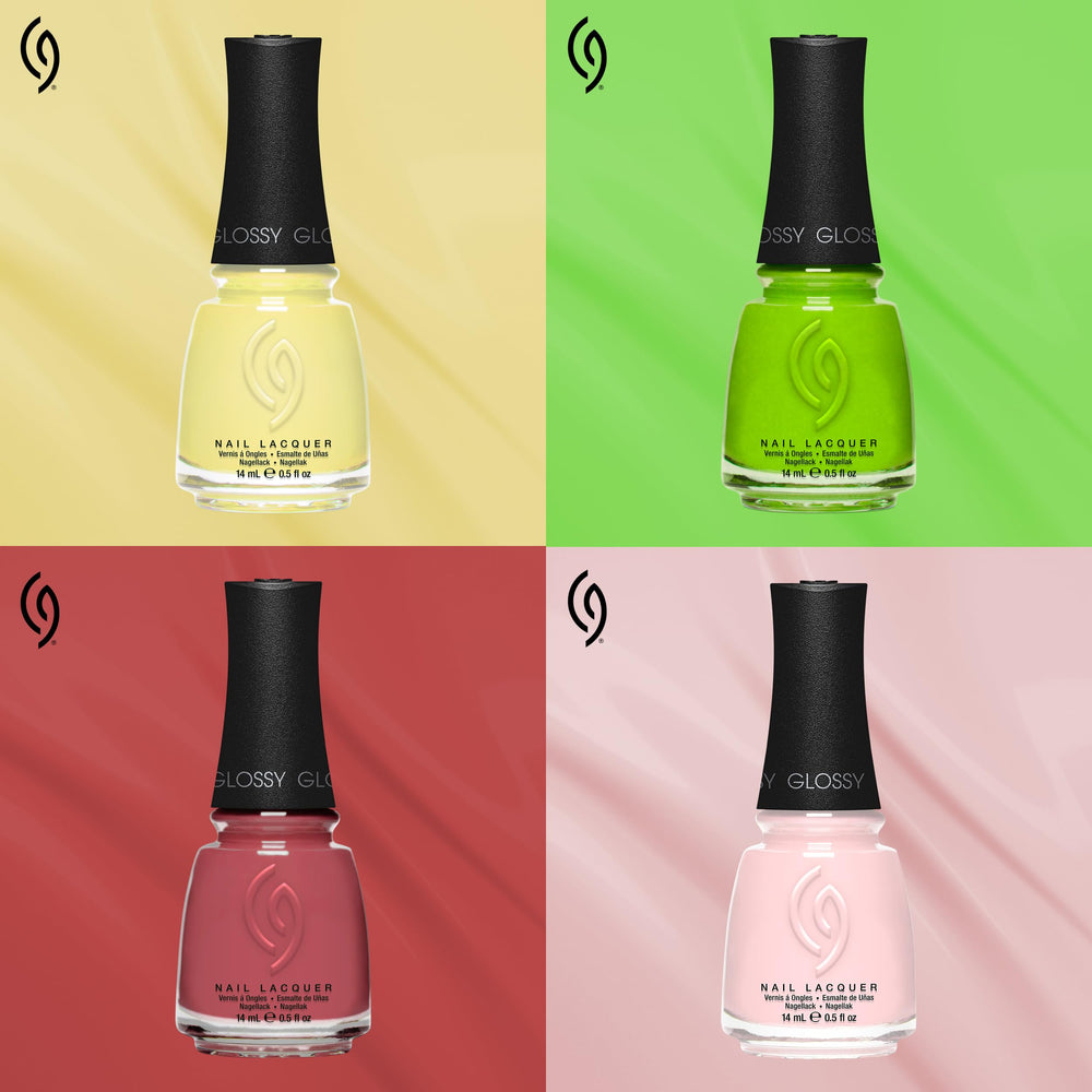 China Glaze bottle next to a coin for scale illustrating 0.5 fl oz size