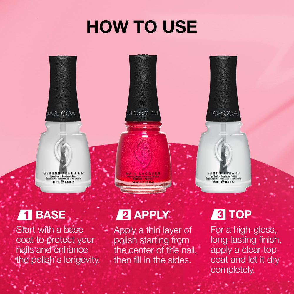 China Glaze bottle next to ruler showing the 0.5 fl oz size
