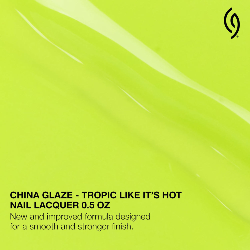 Close-up of China Glaze bottle neck and cap highlighting glossy neon pigment and texture