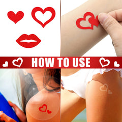 Chinco heart sticker applied to arm showing crisp tan outline and decorative effect
