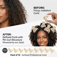 Chiplesier clips securing roots on curly hair to boost crown volume