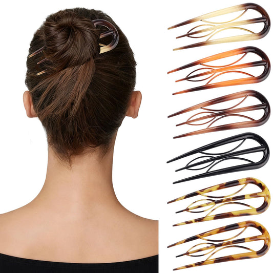 CHLINS front view of six hair forks showing colors and polished hold
