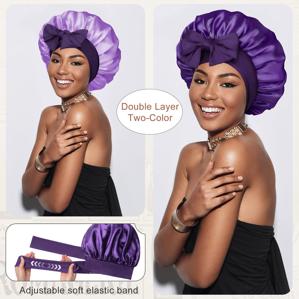 CHLINS satin bonnet wide elastic band detail for comfortable hold