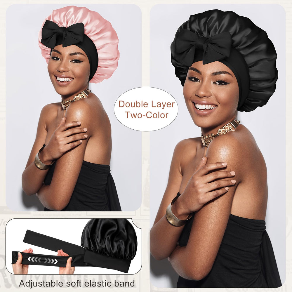 CHLINS bonnet wide elastic band close-up for adjustable all-night hold
