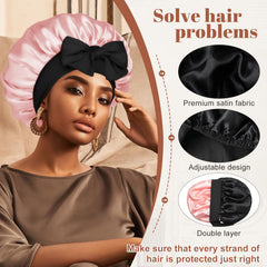 CHLINS bonnet worn by model with curly hair preserving curl definition