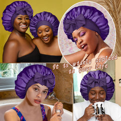 CHLINS satin bonnet on pillow in bedroom for overnight hair protection