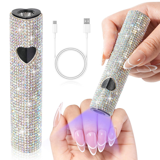CHRISTINE SHELLY front view of compact LED lamp showing portable design and quick cures