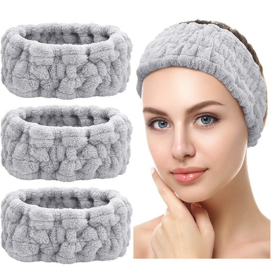 Chuangdi front view of three gray headbands showing set and simplicity benefit