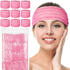 Chuangdi front packaging showing 100 pink disposable spa headbands and clear labeling for quick grab