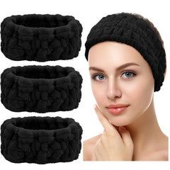 Chuangdi front view pack of three black headbands showing neat presentation and convenience