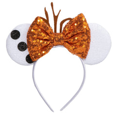 CHuangQi front view headband showing ears and shiny bow, vibrant party look