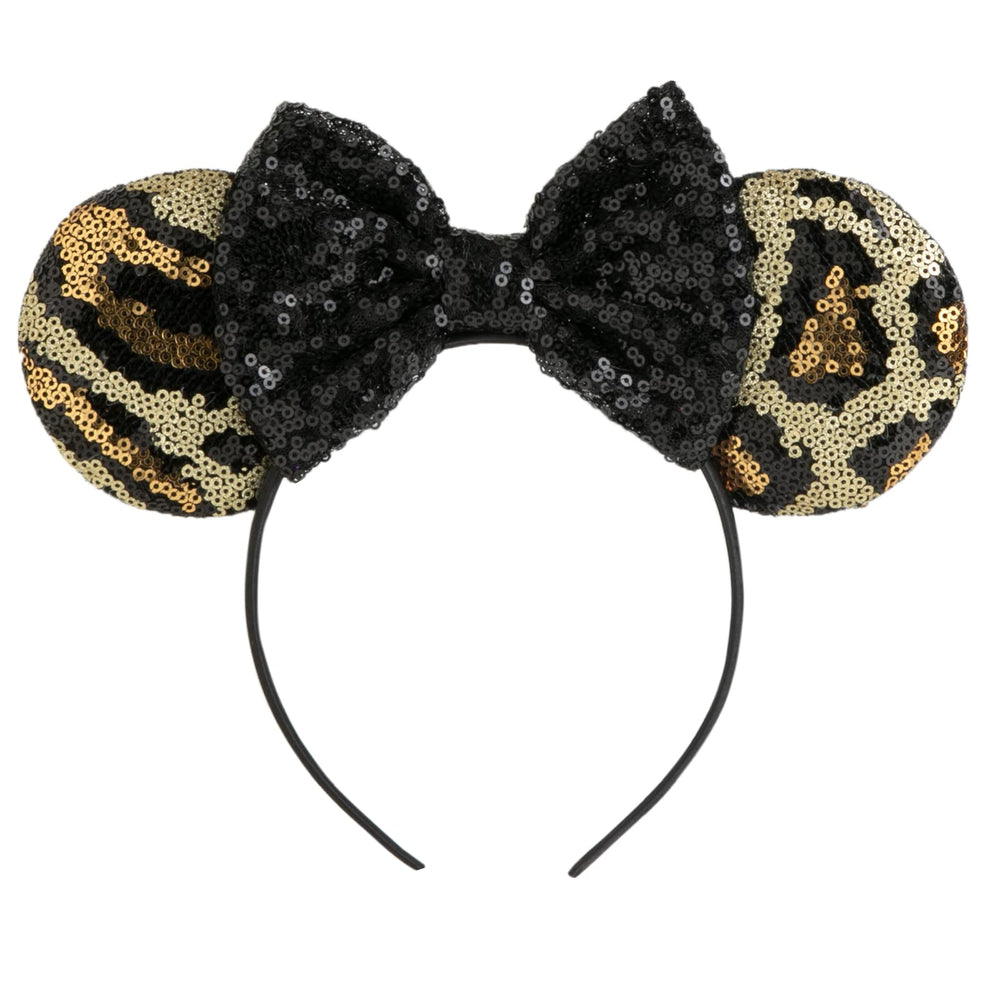 CHuangQi front view mouse ears headband showing shiny bow and vibrant sequins benefit sparkle