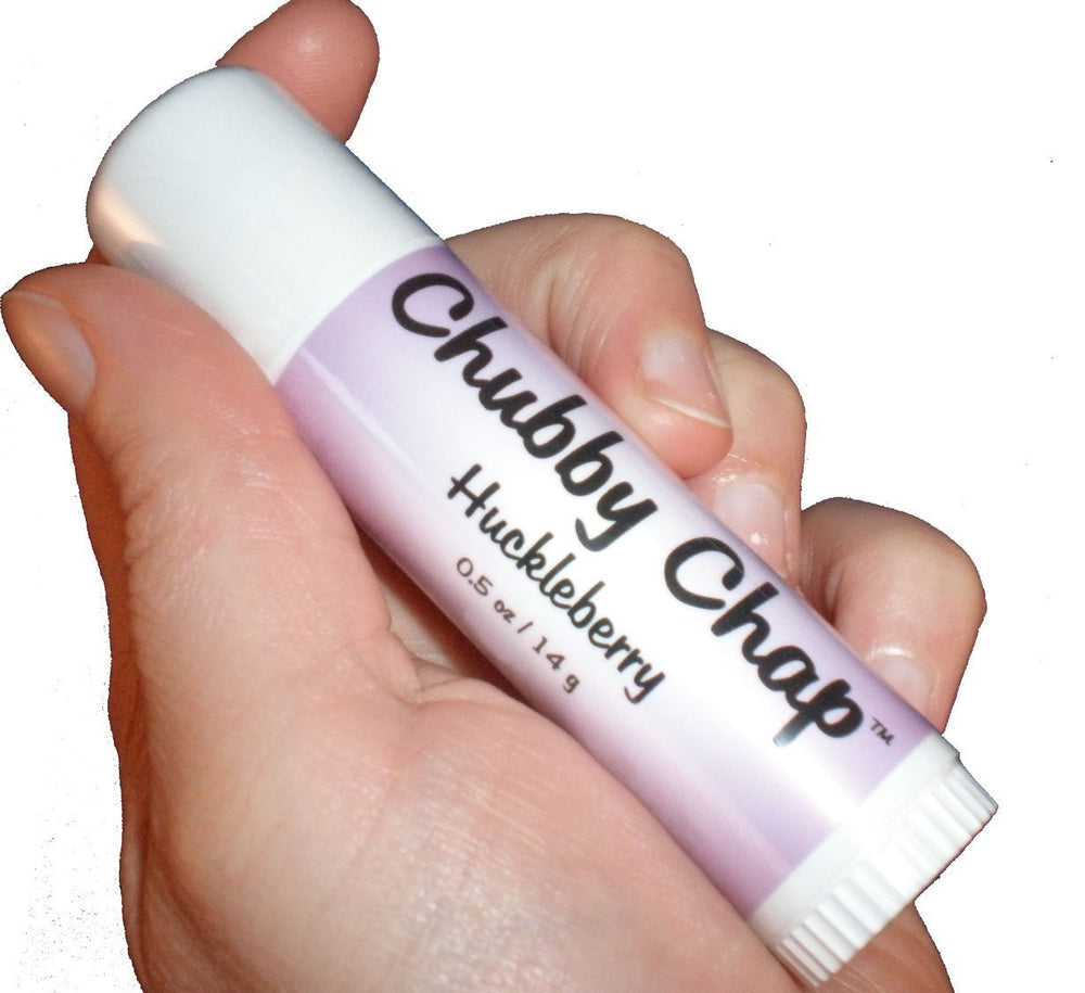 Chubby Chap huckleberry large tube shows moisturizing balm for soft lips