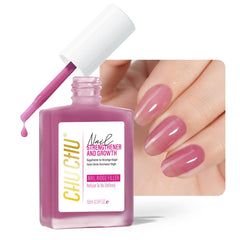 CHUCHU bottle front view showing dusty rose hardener and glossy finish
