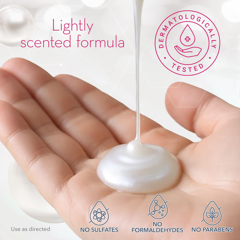 Cicatricure being applied to face and neck showing gentle cleansing benefit