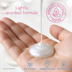 Cicatricure being applied to face and neck showing gentle cleansing benefit