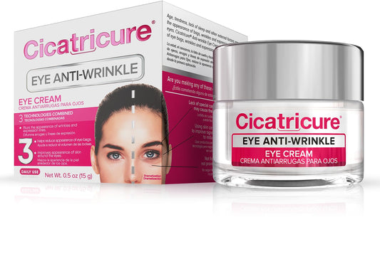 Cicatricure front packaging showing compact 0.5 oz jar, clear product benefit