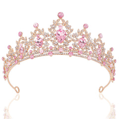 CIEHER front view pink crown showing full rhinestone sparkle and elegant shape