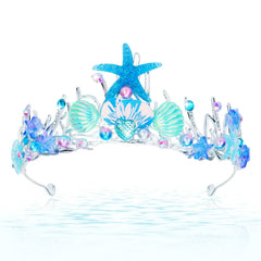 CIEHER mermaid crown front view showing blue starfish sparkle and polished look