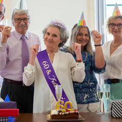 CIEHER sash and tiara shown beside a ruler to demonstrate length and scale