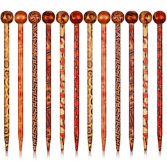Cindeer front view of 12-piece wooden hair sticks showing styles and compact packaging benefit