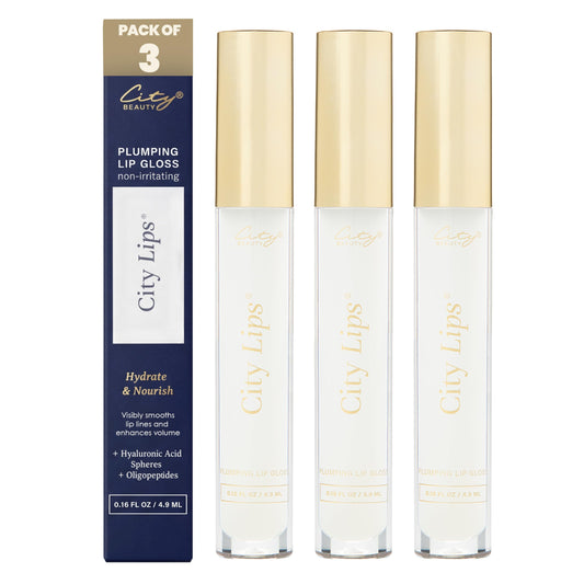 City Beauty City Lips clear gloss front view showing high-shine finish and instant plump