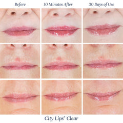 City Beauty City Lips beside jojoba bottle highlighting soothing oil and hydration benefit
