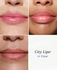 City Beauty City Lips clear texture gloss swirl demonstrating hydrating sheen