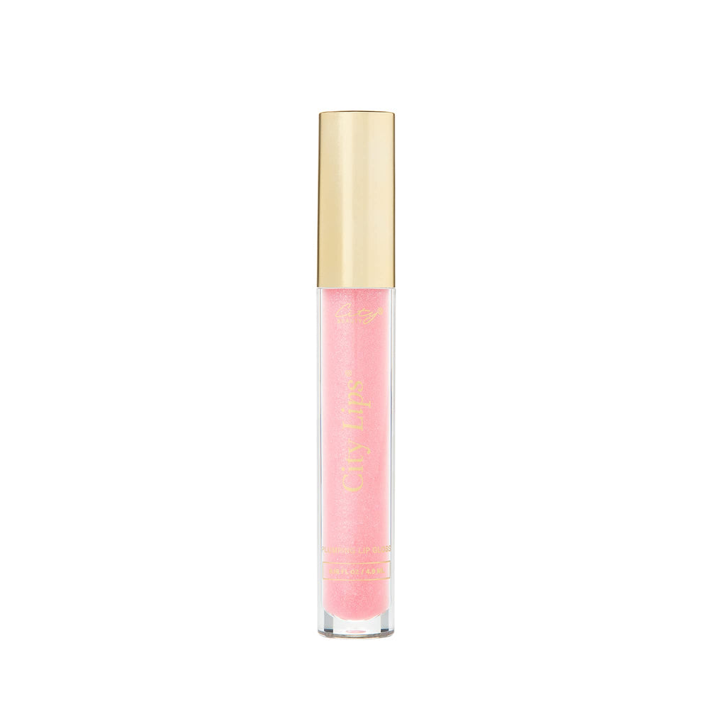 City Beauty City Lips front view showing Tinsel Town gloss and instant shine benefit