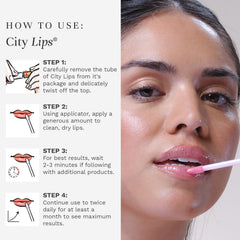 City Beauty City Lips next to a pencil showing portable size and travel-friendly convenience