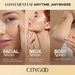 CITYGOO applying under eye demonstrating targeted coverage and reduced puffiness benefit