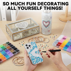ClaBead rhinestones applied to a phone case, improving visual appeal