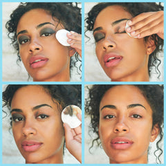 Clarins soaked cotton pad in use removing mascara gently with minimal rubbing
