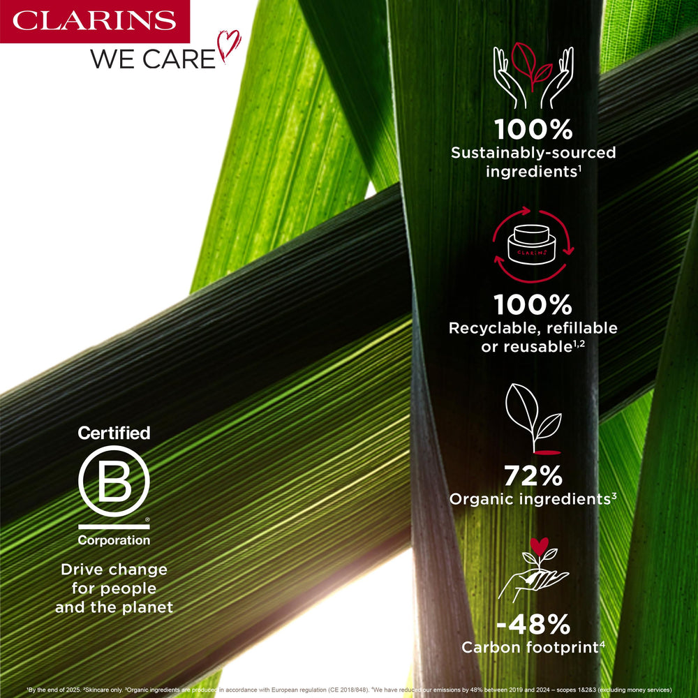 Clarins before-and-after subtle facial glow showing natural bronzing