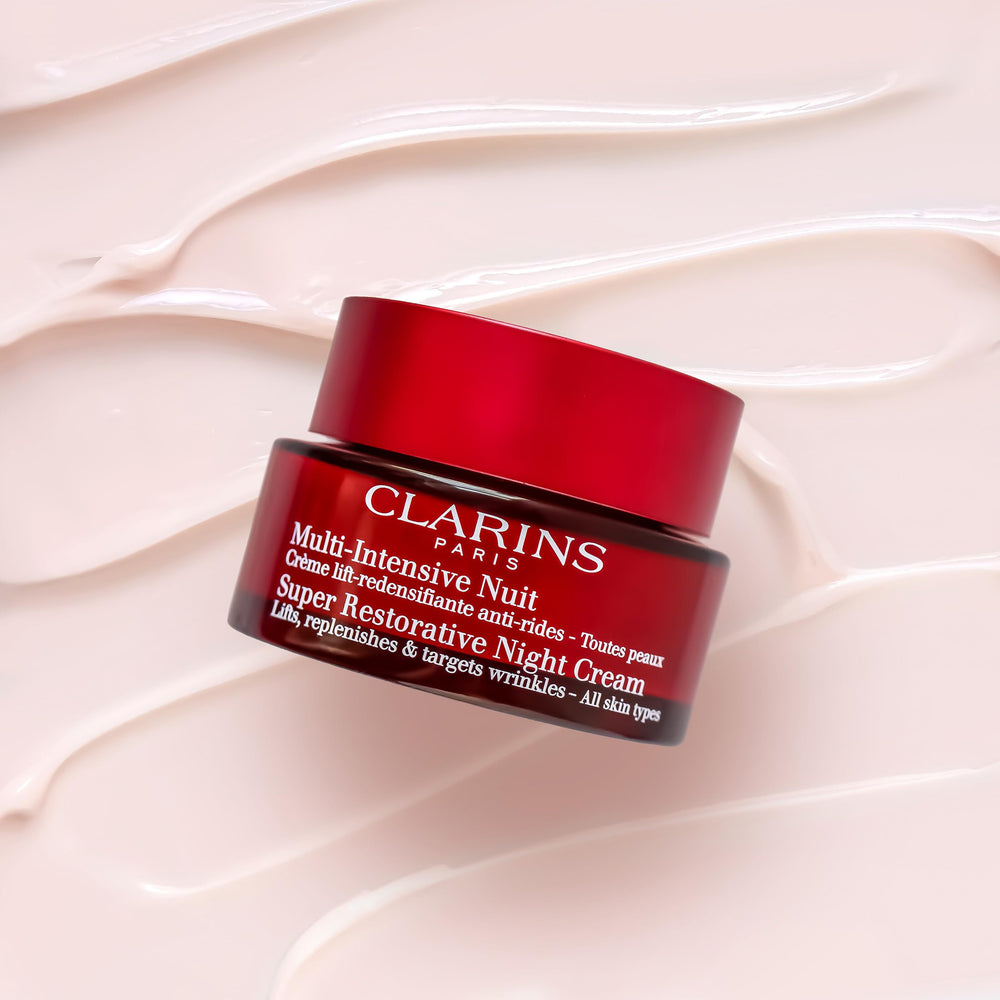 Clarins cream on fingertip ready for application and smooth, easy absorption